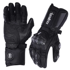 Harssidanzar Leather Motorbike Gloves for Men and Women,Powersports Carbon Fiber
