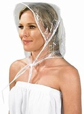 Rain Hat With Full Visor is designed Clear vinyl Front Ties adjust Clear
