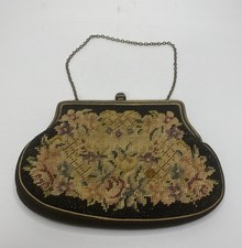 Vintage 1930s Austrian Petit Point Needlepoint Purse Floral Art Deco Clasp