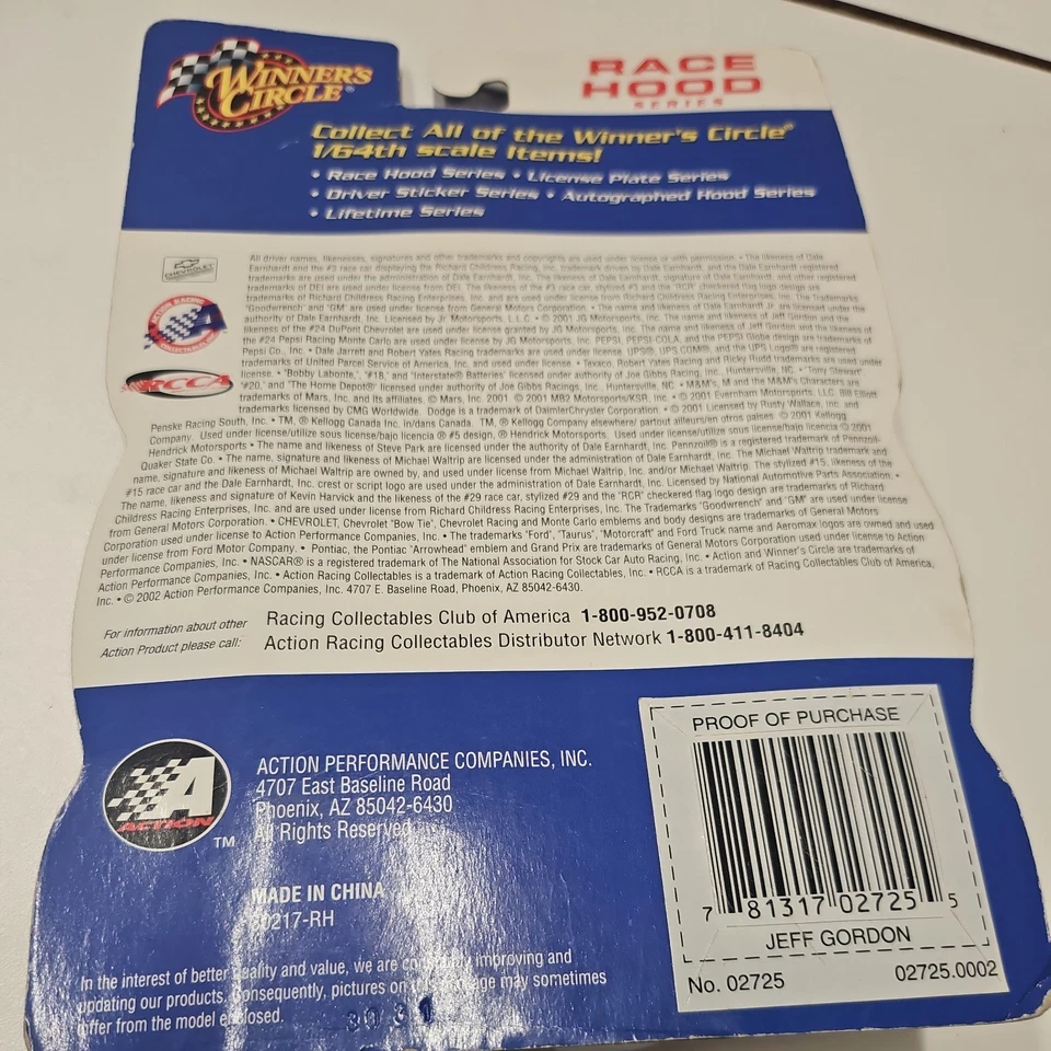 Jeff Gordon Pepsi Race Hood Series 2001 - coche escala 1:64 - Winners Circle Foto 2 de 2