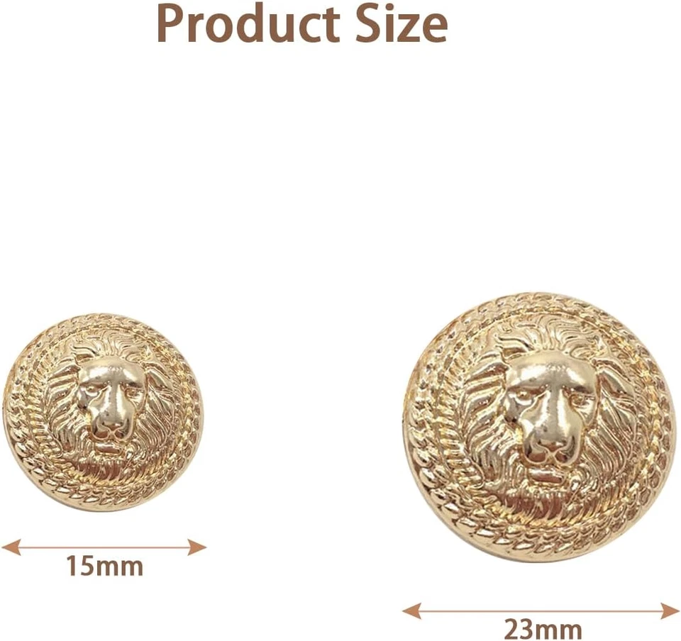 14Pcs Gold Metal Blazer Buttons Set Lion Head Vintage Coat Suit Jacket Uniform - Image 2 of 4