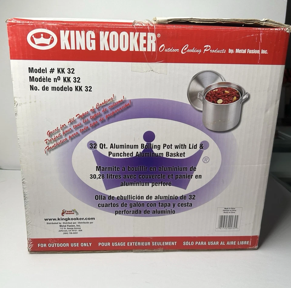 Olla de aluminio King Kooker con tapa y cesta de aluminio perforada, 32 cuartos de galón Foto 2 de 4