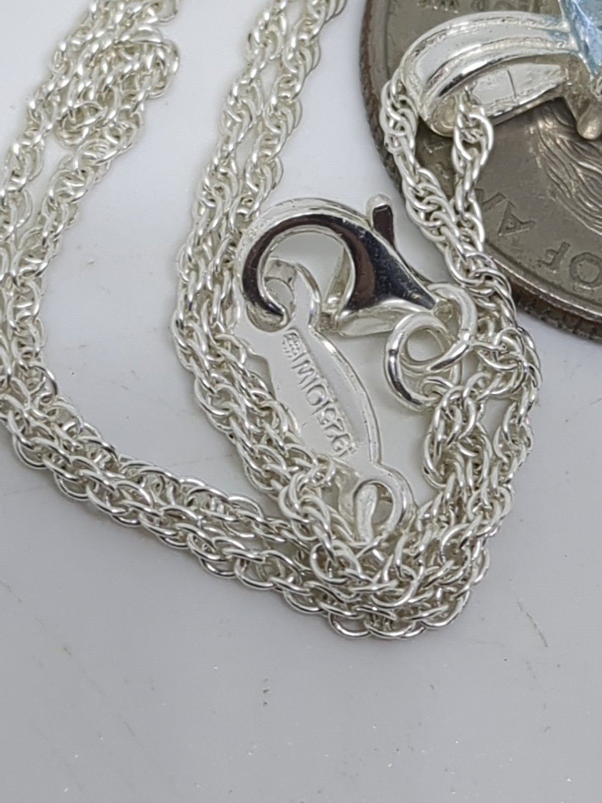 OW Sterling Silver 925 Rectangular Blue Topaz Pen… - image 5