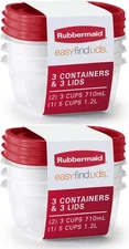 Rubbermaid Food Storage Containers Easy Find Vented Lids (4x 3 Cup 2x 5 Cup)-2PK