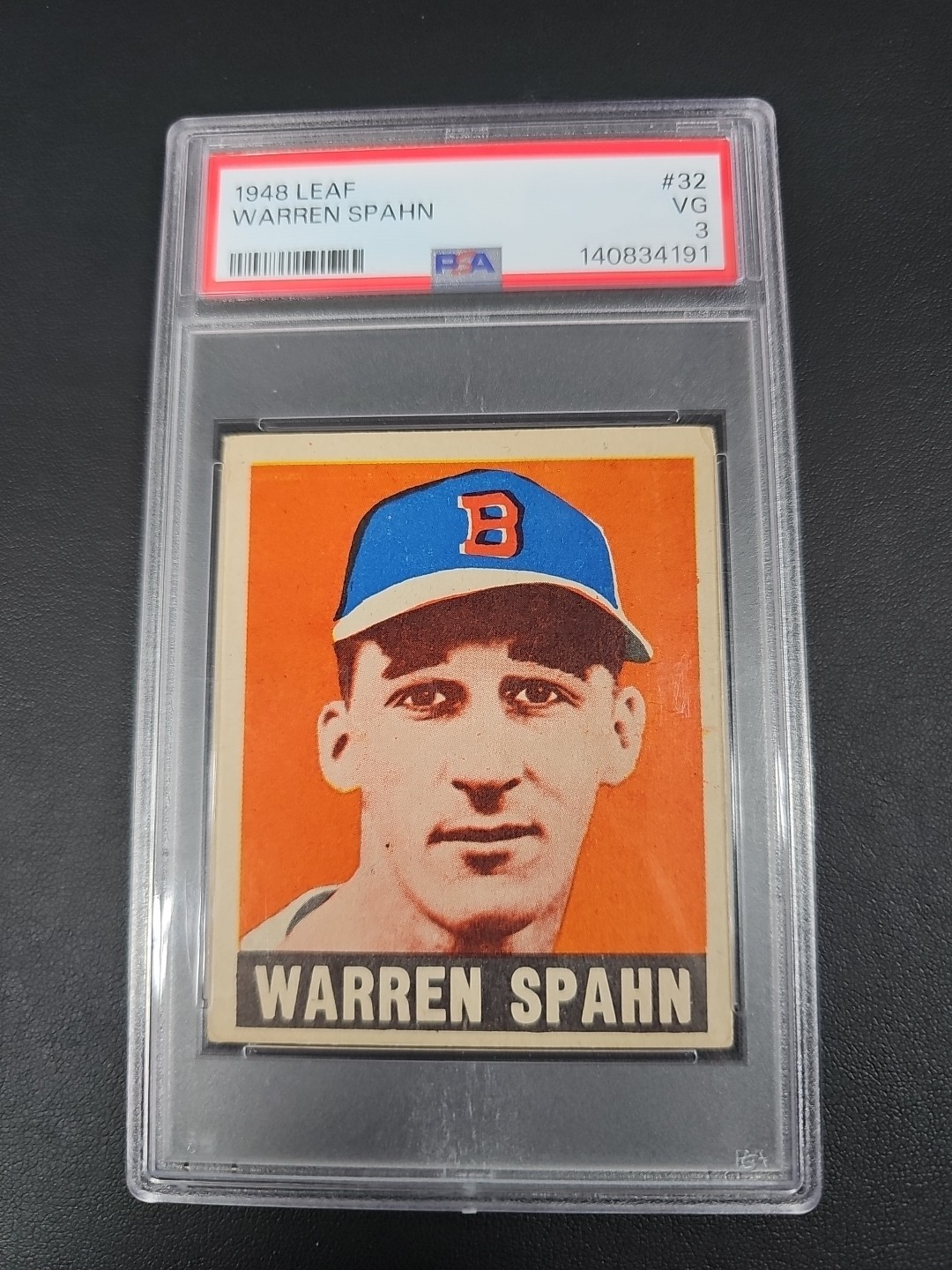 1948 Leaf Warren Spahn RC PSA 3 VG NEW SLAB #32 AMAZING Centering and colors