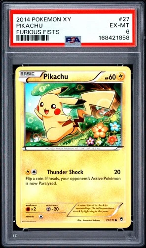 168421858 Pikachu 2014 Pokemon XY Furious Fists #27 PSA 6