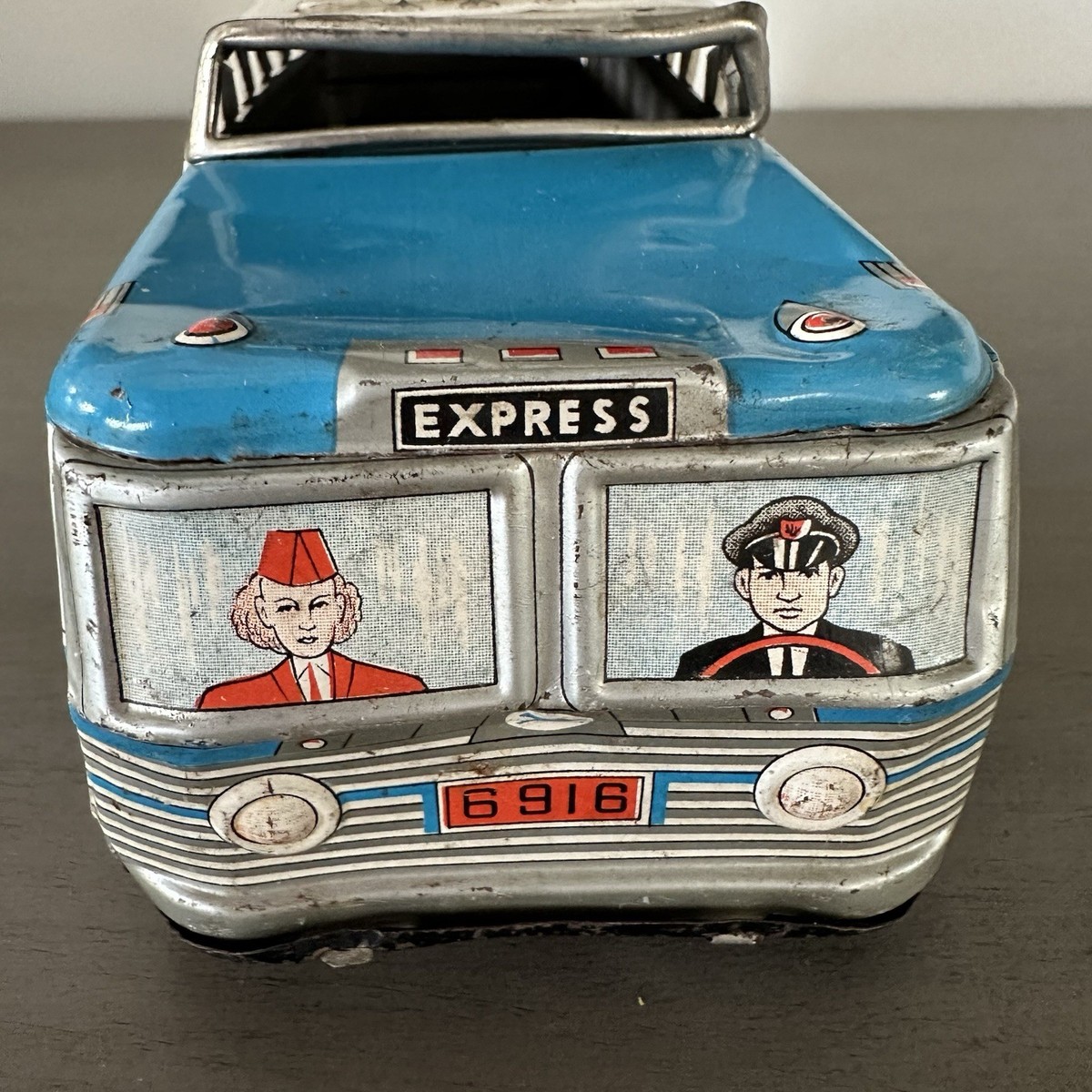 Vintage Greyhound Scenicruiser Bus 6916 Tin Toy 1950's Japanese