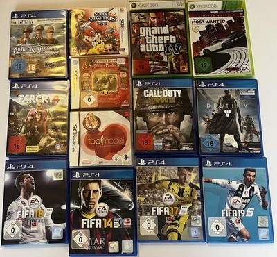 Videospiel Sammlung Konvolut PS4 XBox Nintendo 3 DS GTA Fifa COD NFS Smash Bros