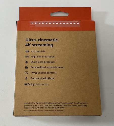 Amazon Fire TV Stick 4K 8gb/Wi-Fi 6 (2nd Gen) Media Streamer W/Voice Remote- New - Picture 2 of 2