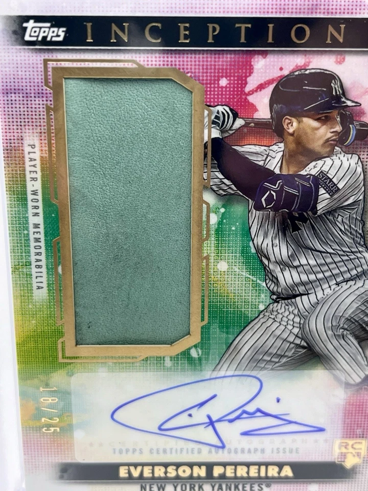 2024 Topps Inception EVERSON PEREIRA Rookie Glove Relic Auto RC Yankees 18/25 - Image 3 of 4
