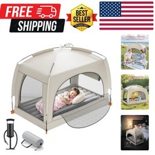 Inflatable Toddler Travel Bed with Tent   Lightweight Blow Up Kids Air Mattre...