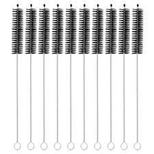 10Pcs Drinking Straw Cleaning Brushes 8" x 5/8" Nylon Straw Brush Black