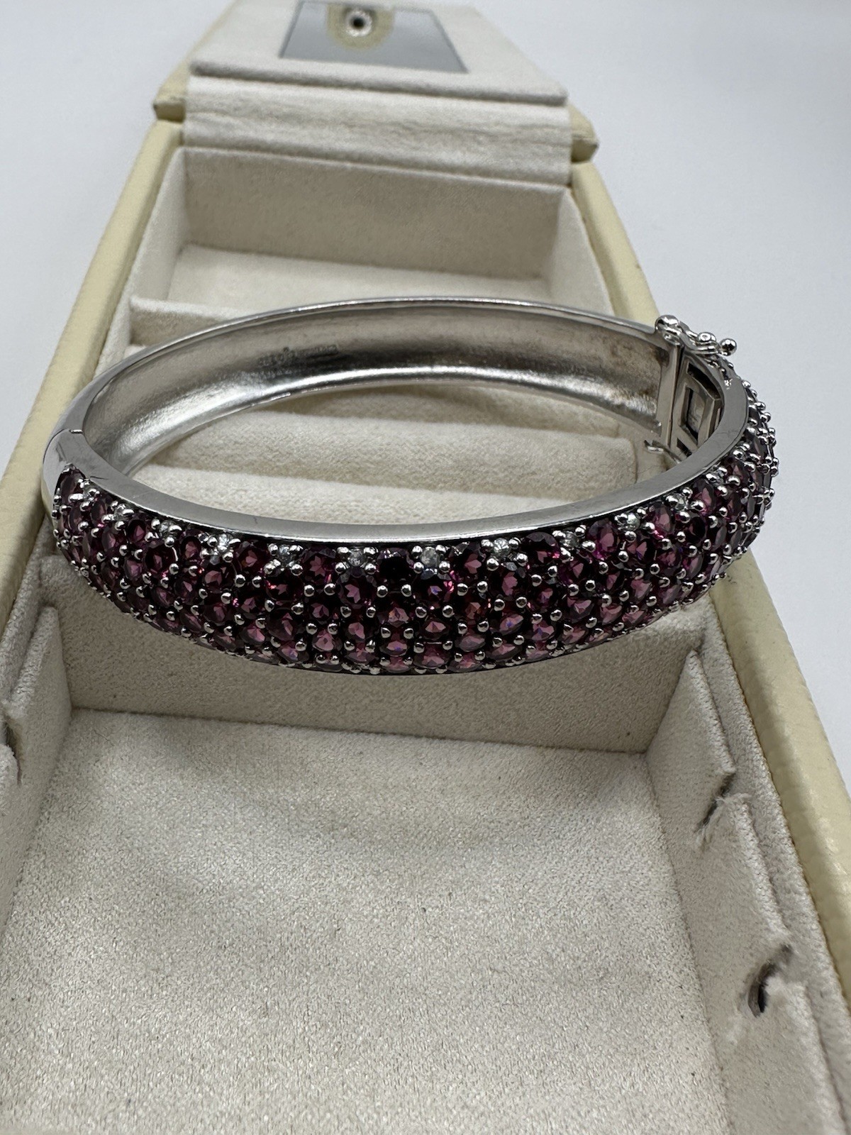 Sterling Silver And Ruby Hinged Cuff Bracelet ￼ - image 3