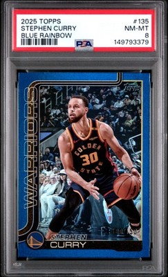 2025 TOPPS BLUE RAINBOW #135 STEPHEN CURRY 100/150 PSA 8
