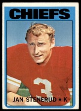 1972 TOPPS JAN STENERUD KANSAS CITY CHIEFS #61 VG/EX