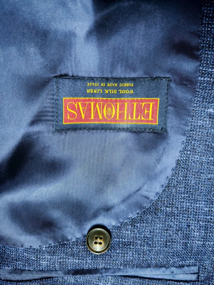 Suitsupply Lazio E. THOMAS Wool Linen Tussah & Mulberry Silk slim blazer 36S - Image 3 of 4