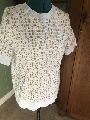 COS honeycomb/fish scale Size S mermaid short sleeve sweater