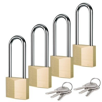 4 Pack Keyed Padlock Waterproof Solid Brass Lock, 2.6 Inch Padlock with Keys ...
