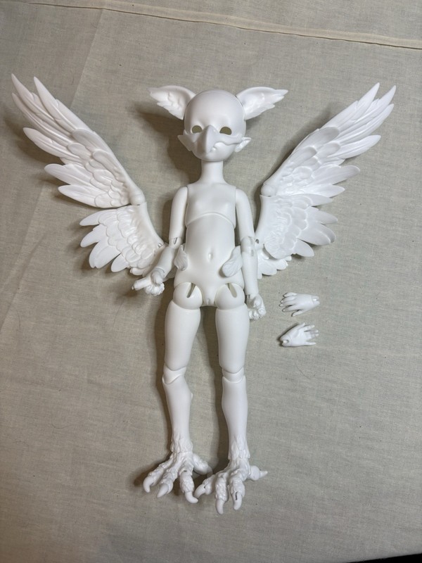BJD 1/6 Yosd Doll Girl Harpy - Doll, Wings, Mask, Ears And Two Hands (recast)