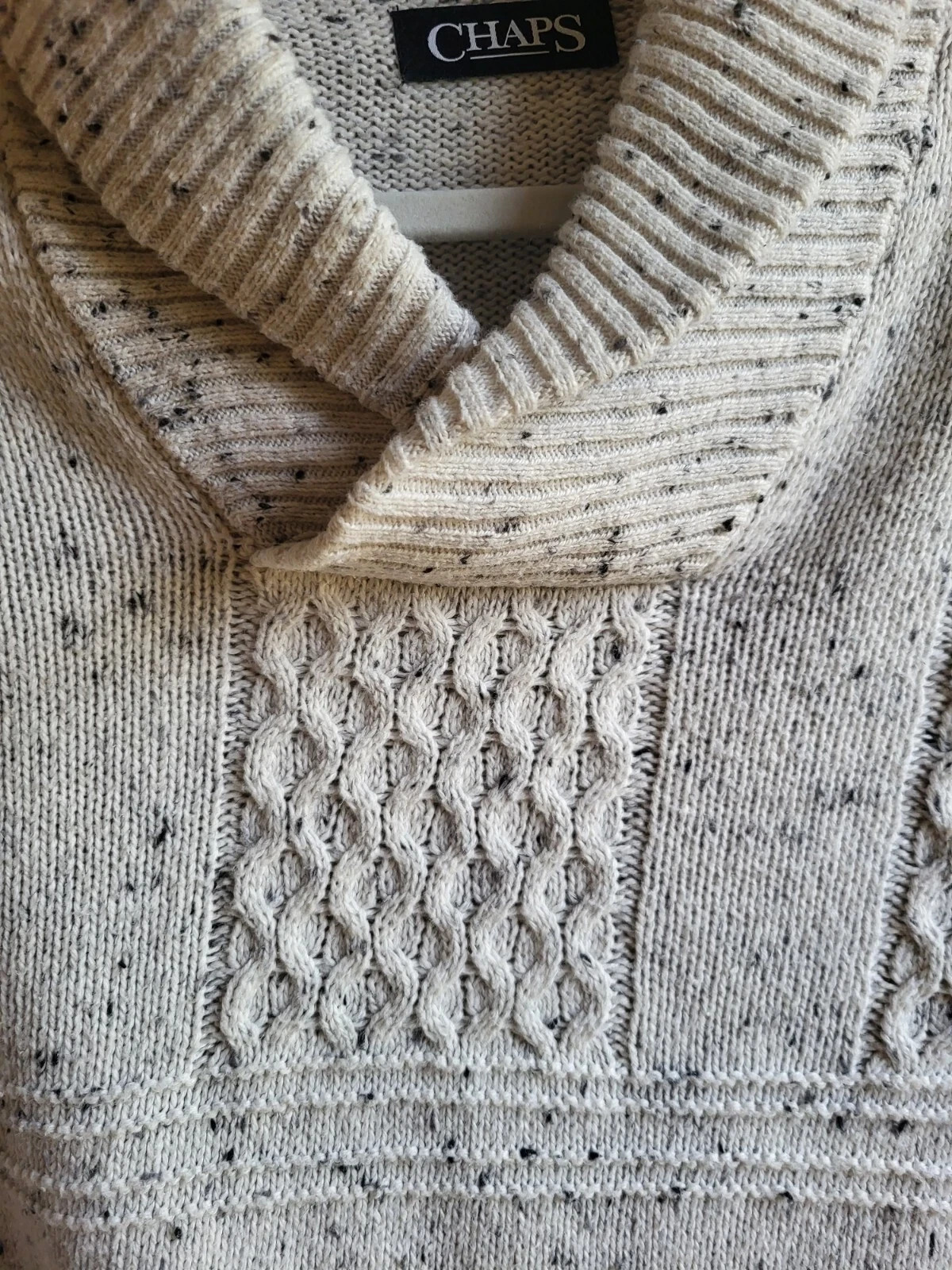 CHAPS Collared Neck Pullover Sweater Speckled Bei… - image 2