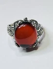 Vintage Style 925 Sterling Silver Natural Red Blood Amber Ring