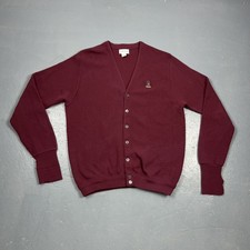 IZOD Vintage Cardigan V-Neck Sweater Acrylic Long Sleeve USA Made Red Men  s LT
