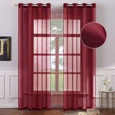 MIULEE 2 Panels Burgundy Red Semi Sheer 54"W x 84"L Pack of 2 ,
