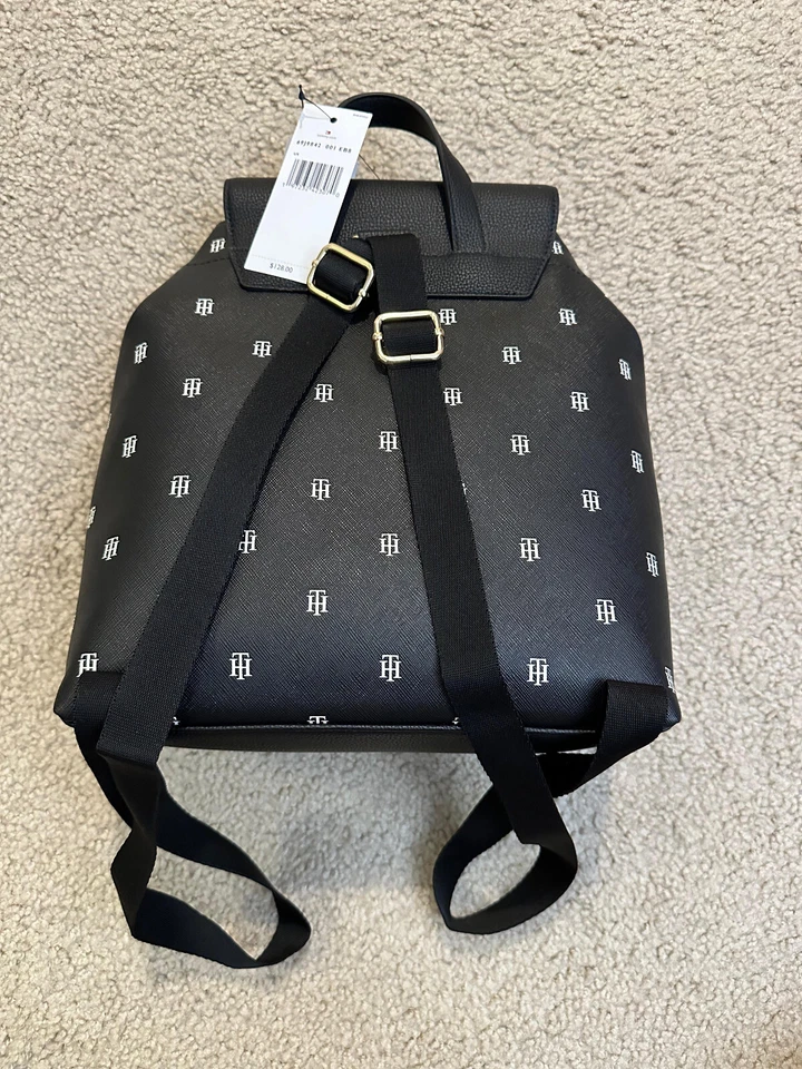 Tommy Hilfiger Women’s Flap Backpack Black Logo (New) - Image 3 of 4