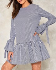 Nastygal Square Gingham Shirt Dress Small