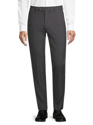 slim fit dress slacks Calvin Klein Men's Infinite Stretch Skinny-Fit Dress Pants - Dark Grey