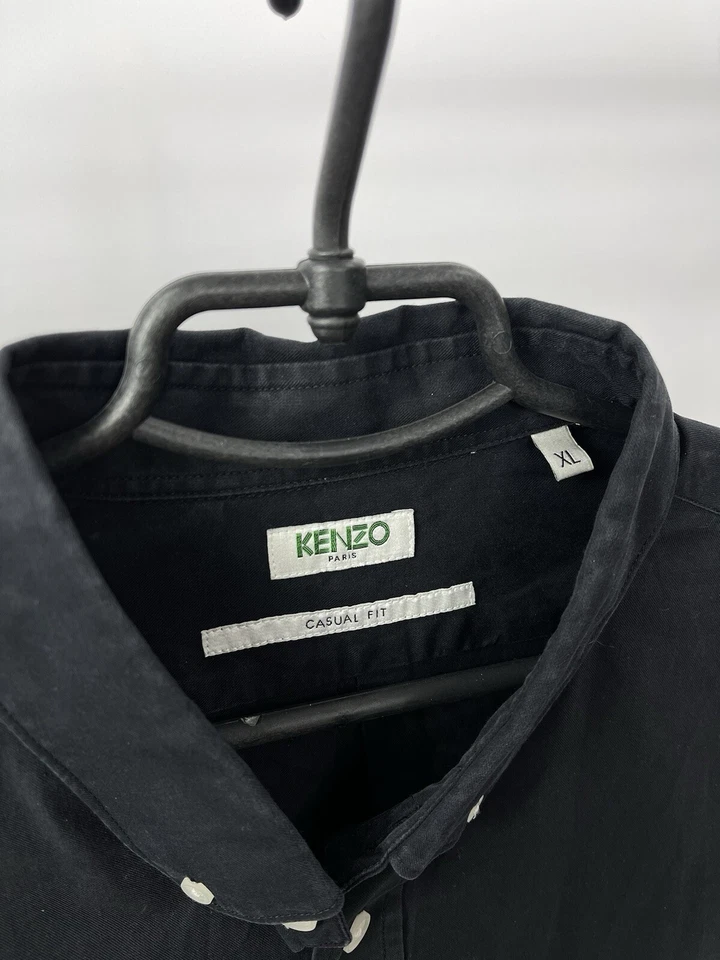 Kenzo Paris Overshirt Size XL Black Logo Casual Fit - Image 3 of 4