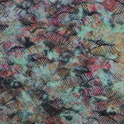 SALE! 4 yards batik teal dusty rose tarnished gold rolling lines 100% cotton