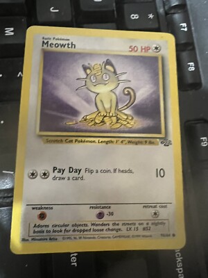 Pokemon Meowth #56/64 Rarity Rated Common Card is in Excellent Condition