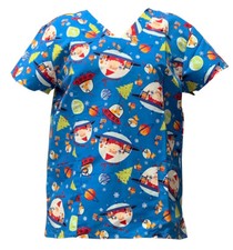 Women's Halloween Christmas Medical Scrub Santa Is from Mars Royal Large