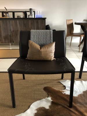 2 Lounge Chairs bonded Brown Leather | eBay