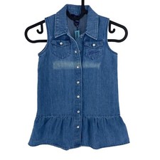 GANT Ragazze Blu Corda Script Denim Camicia Abito Taglia 3-4 Anni 98/104 CM