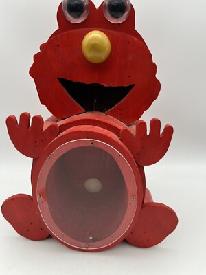 Handmade Wooden Sesame Street Elmo Coin Bank 12 x 9 