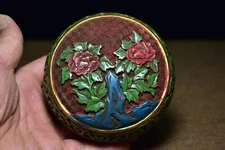 Chinese Antique Lacquerware Carved Peony Flower Painted Exquisite Jewelry Box