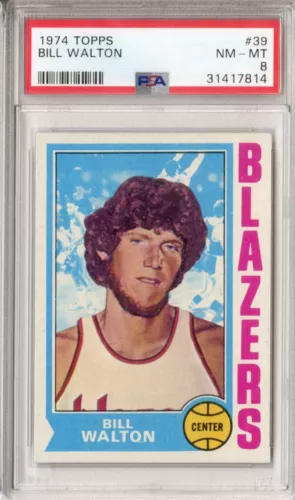 1974 Topps BILL WALTON ROOKIE PSA 8 NR-MINT #39 Hall of Fame RC - RARE! Low Pop