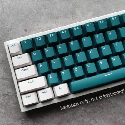 Green / Black / White PBT Double Shot Keycaps Set fit Cherry MX Mechanical Keybo