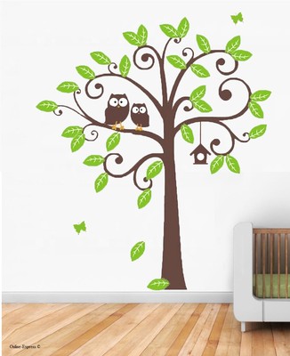 Woodland Nursery Wall Decor Ancient Tree Fox Owl Deer Birds Wall