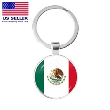 The Flag of Mexico Mexican Glass Cabochon Jewelry Keychain Key Chain Ring Gift