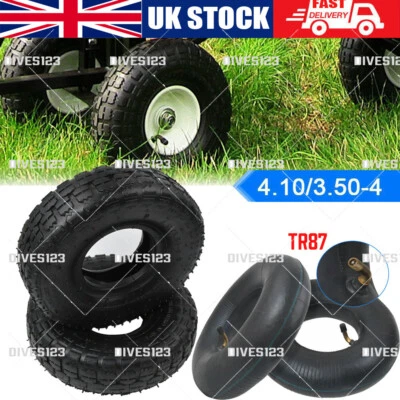 ACELECTRONIC 2x Tyre & Inner Tube 4.10/3.50-4 2 Ply Easy Rolling Tread Fits Mobility Scooter