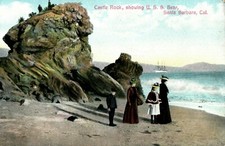 c.1910 USS Bear At Castle Rock Santa Barbara, CA. Postcard F65