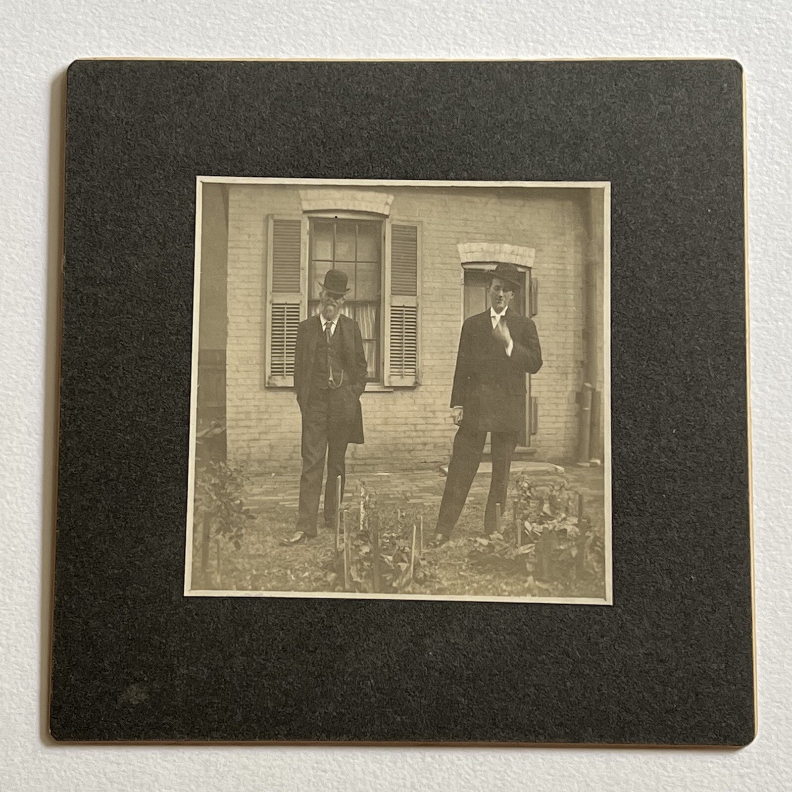 Antique Cabinet Card Photograph Dapper Charming Men Outside 