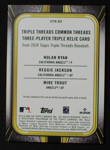 ⚾ Parche Jersey TROUT / JACKSON / RYAN - 2024 Topps Triple Threads DORADO GU /9 - Imagen 2 de 2
