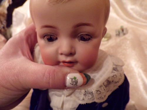 Antique Boy Doll with Jewish Star of David on Head & String Eyelashes - Picture 12 of 13