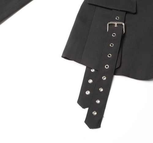 Mujer 2023 Moda Solapa Tachuelas Ojales Hebilla Correa Delgado Blazer Trajes Top YITI - Imagen 12 de 13