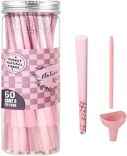 60x King Size Pink Pre-Rolled Cones | Natural Rolling Paper w/ Tips & Tubes