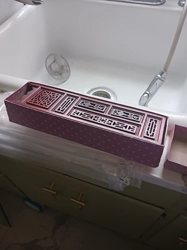 9.7" H China Rosewood Folding Screen Byobu Carved Flower Design Small Folding - Picture 2 of 7